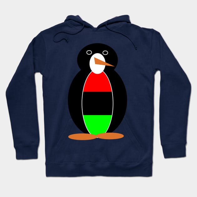 African American Penguin with African Diaspora Flag Hoodie by AuntieShoe